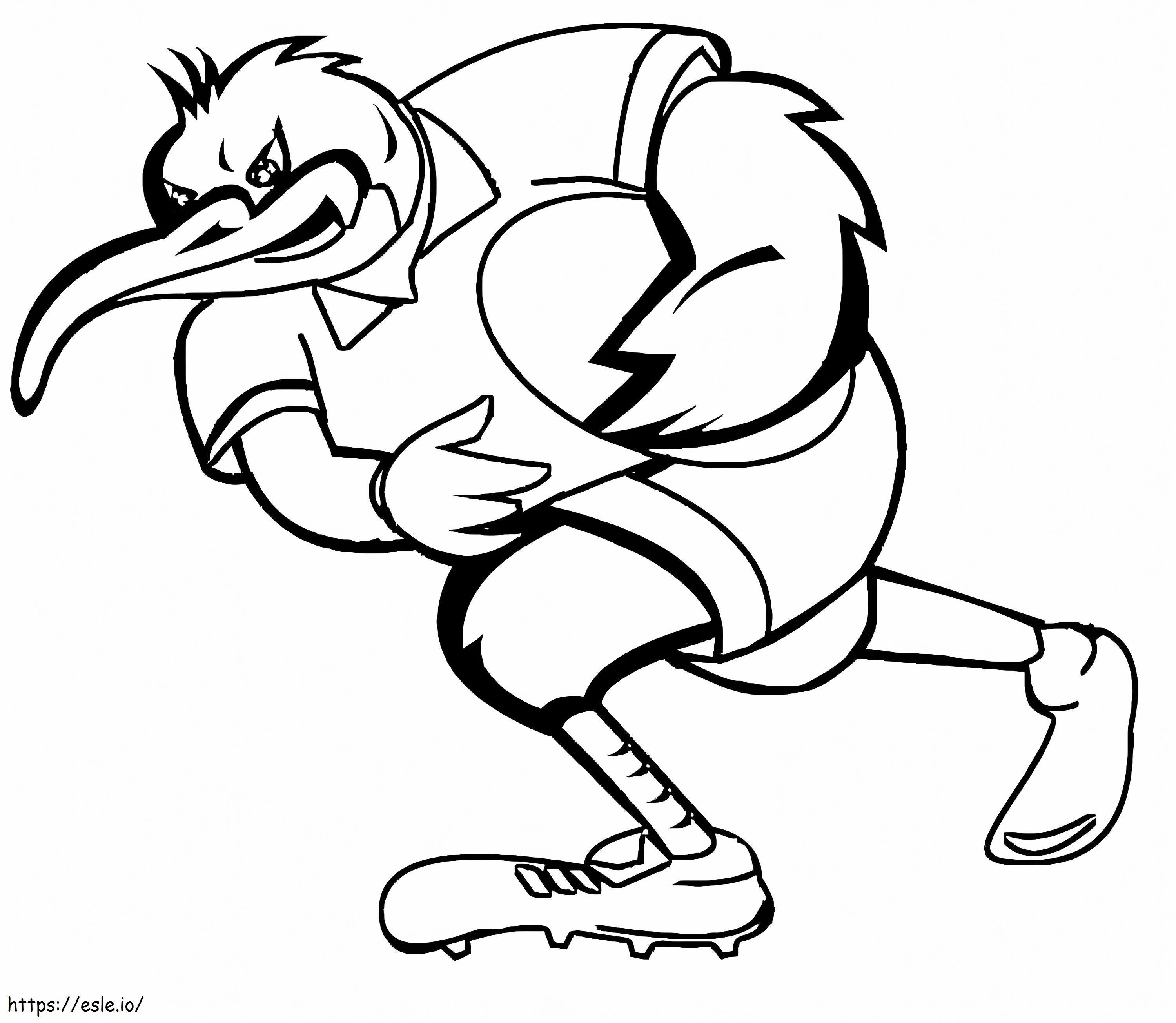 Kiwi Bird gioca a rugby da colorare
