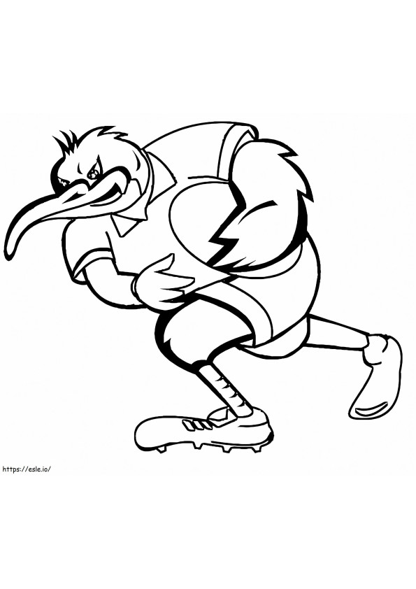 Kiwi Bird speelt rugby kleurplaat