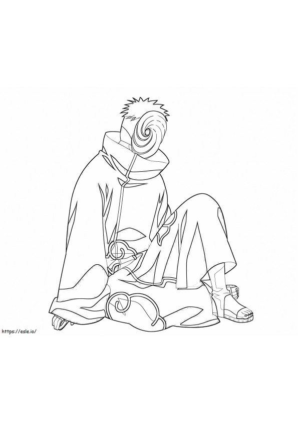 Seated Obito coloring page