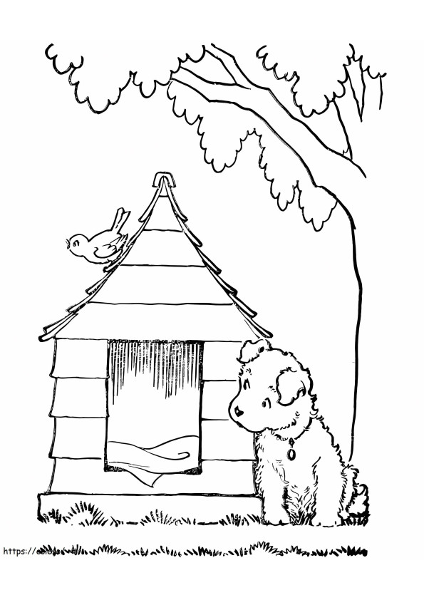 Puppy And House coloring page