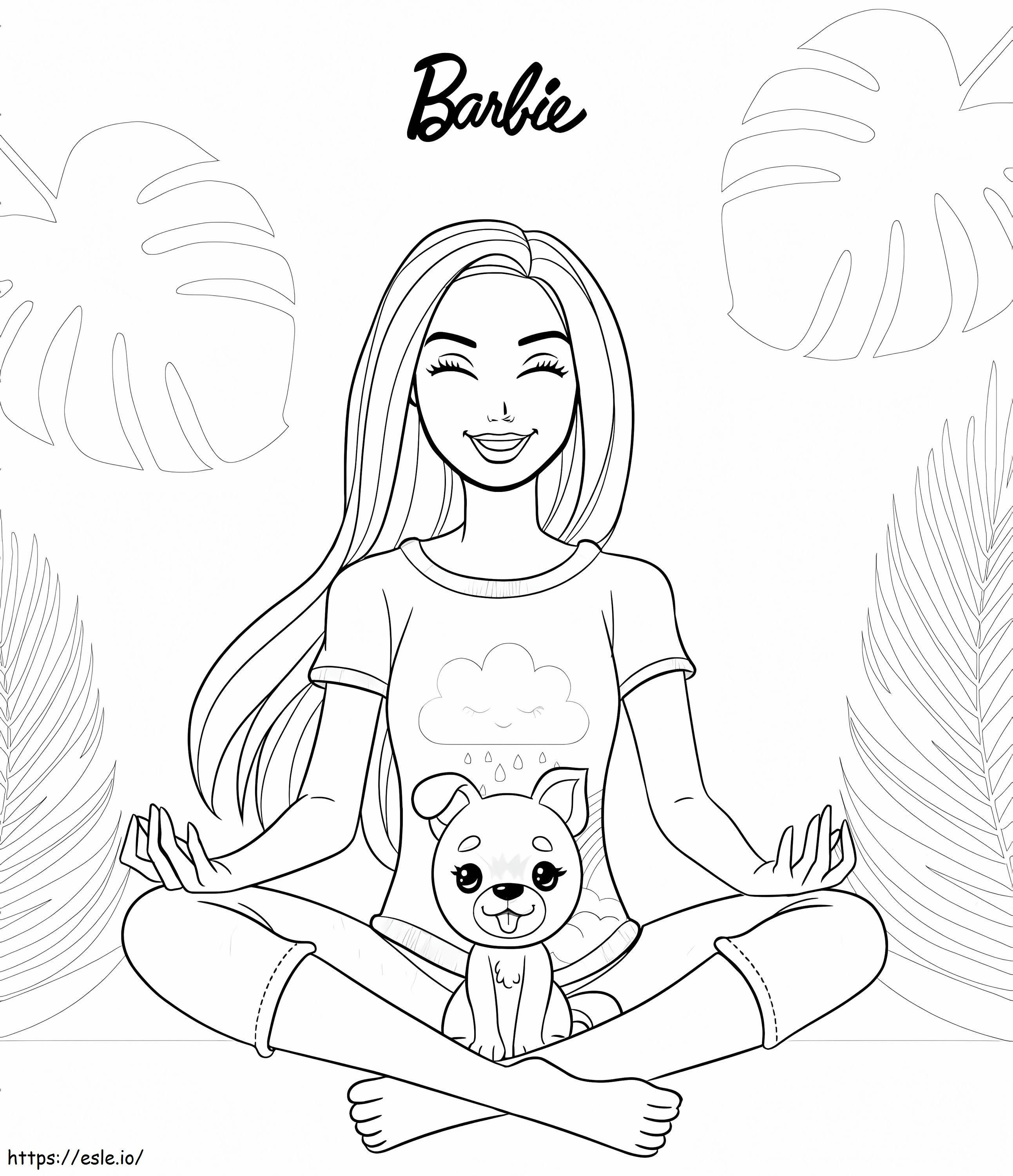 Barbie And Cute Puppy coloring page