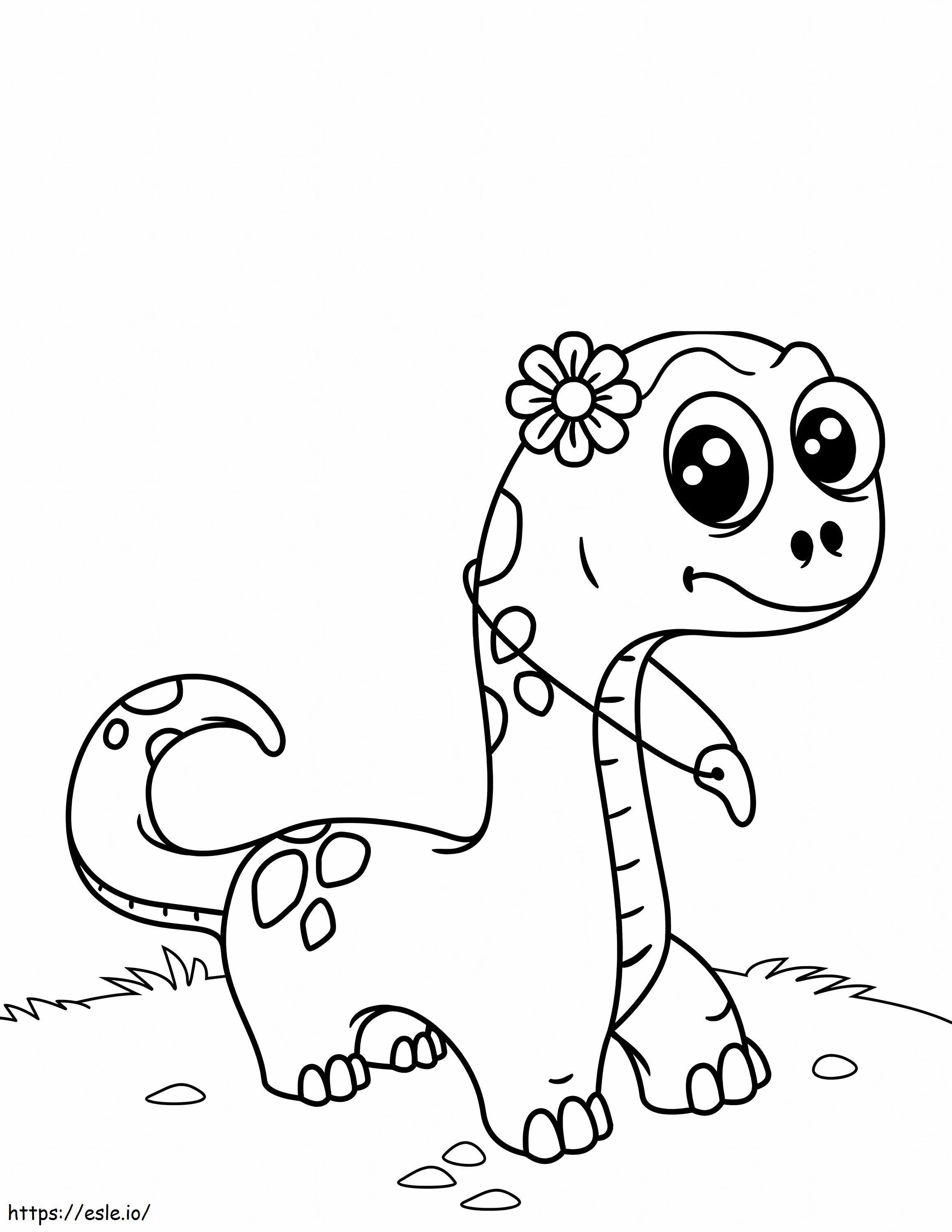 Cute Dinosaur With Tooth Necklace coloring page