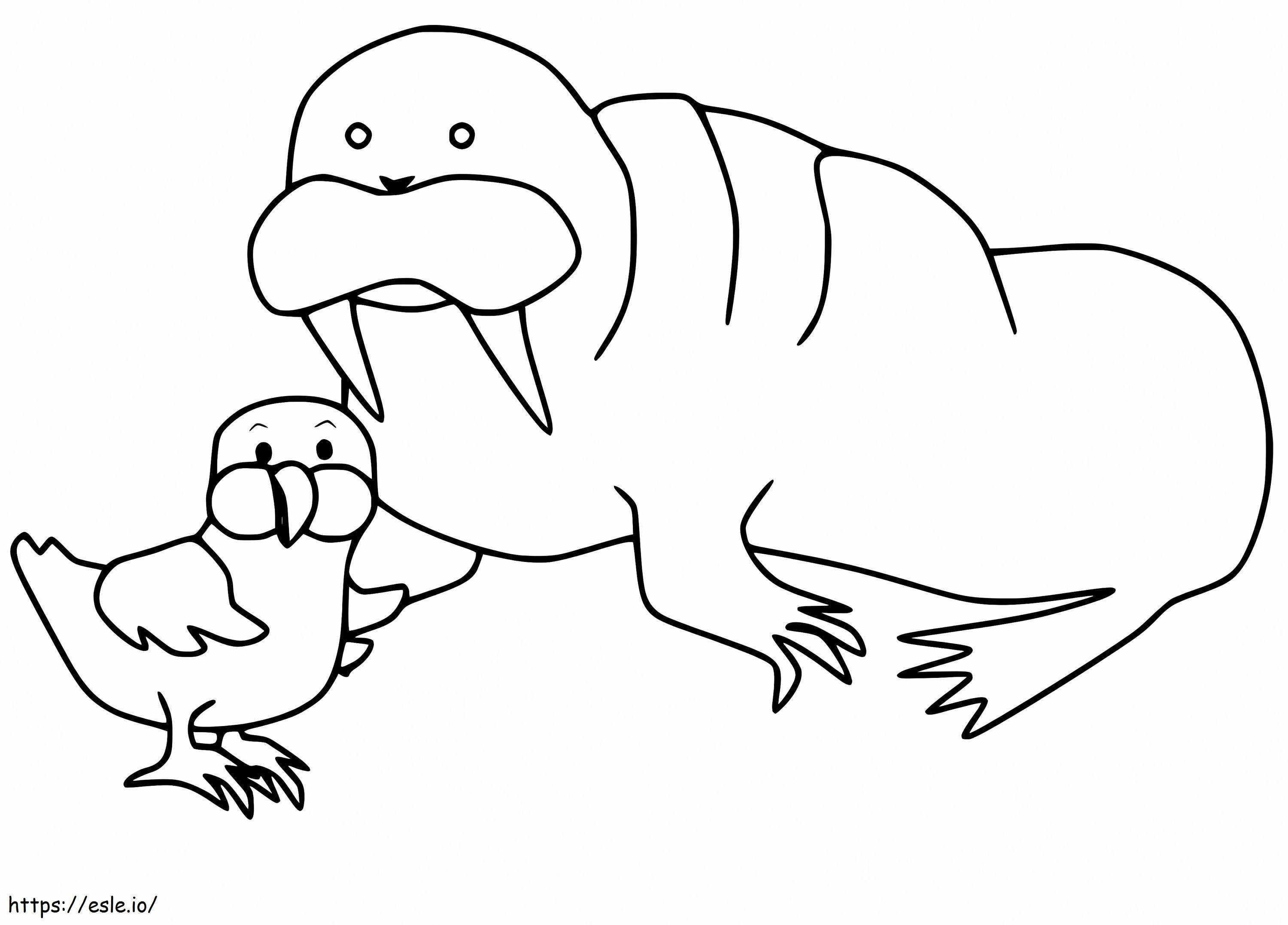 Walrus And Chicken coloring page