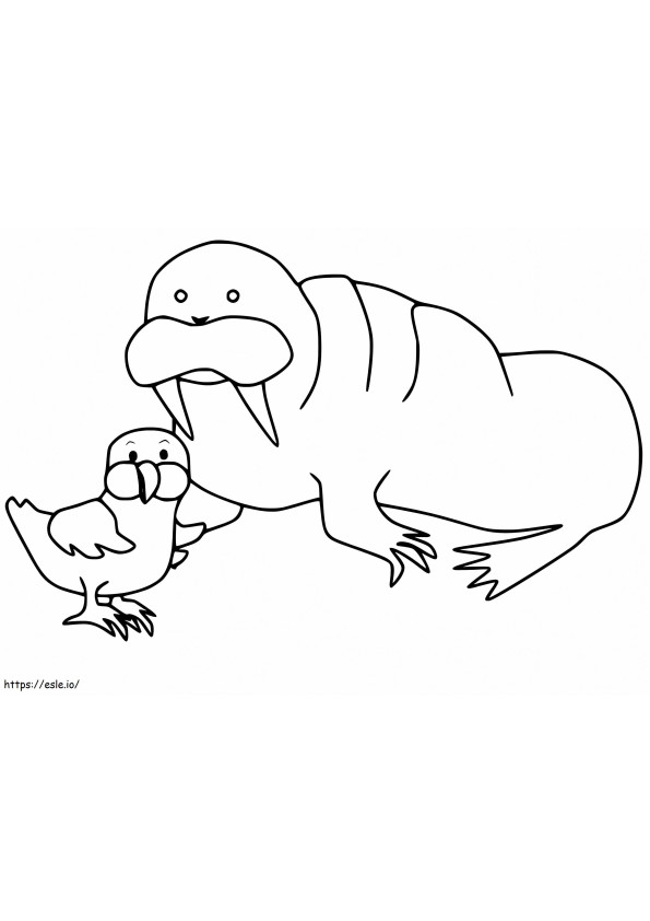 Walrus And Chicken coloring page