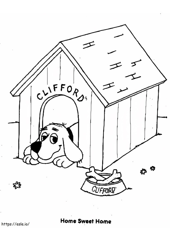 Coloriage Niche pour chien Clifford à imprimer dessin