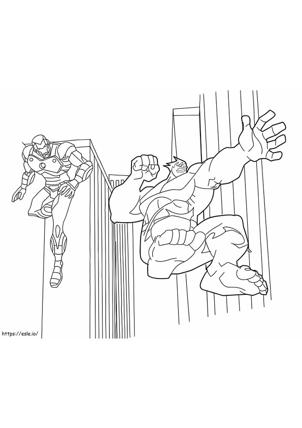 Hulk With Iron Man coloring page
