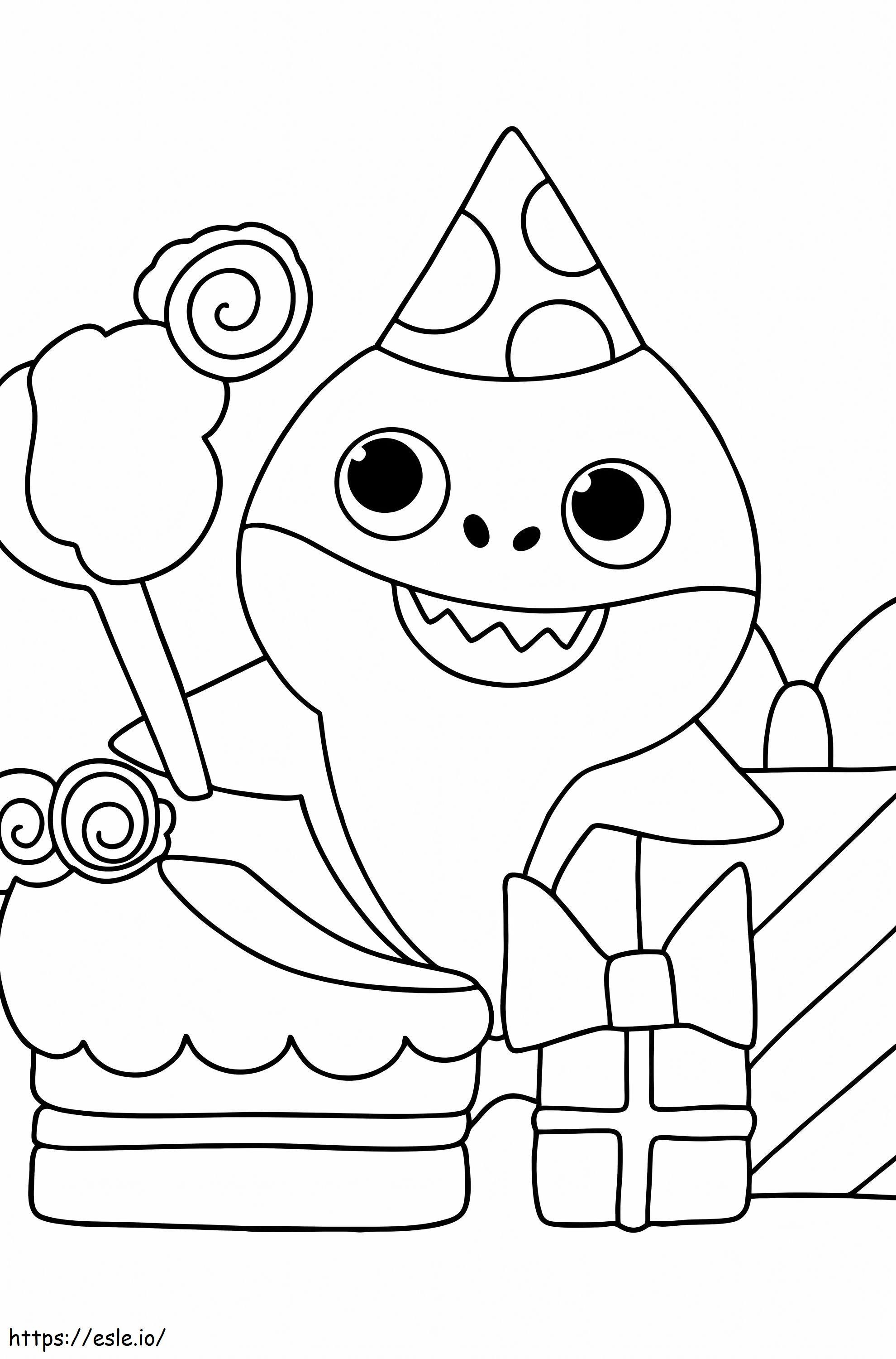 Baby Shark Cake coloring page