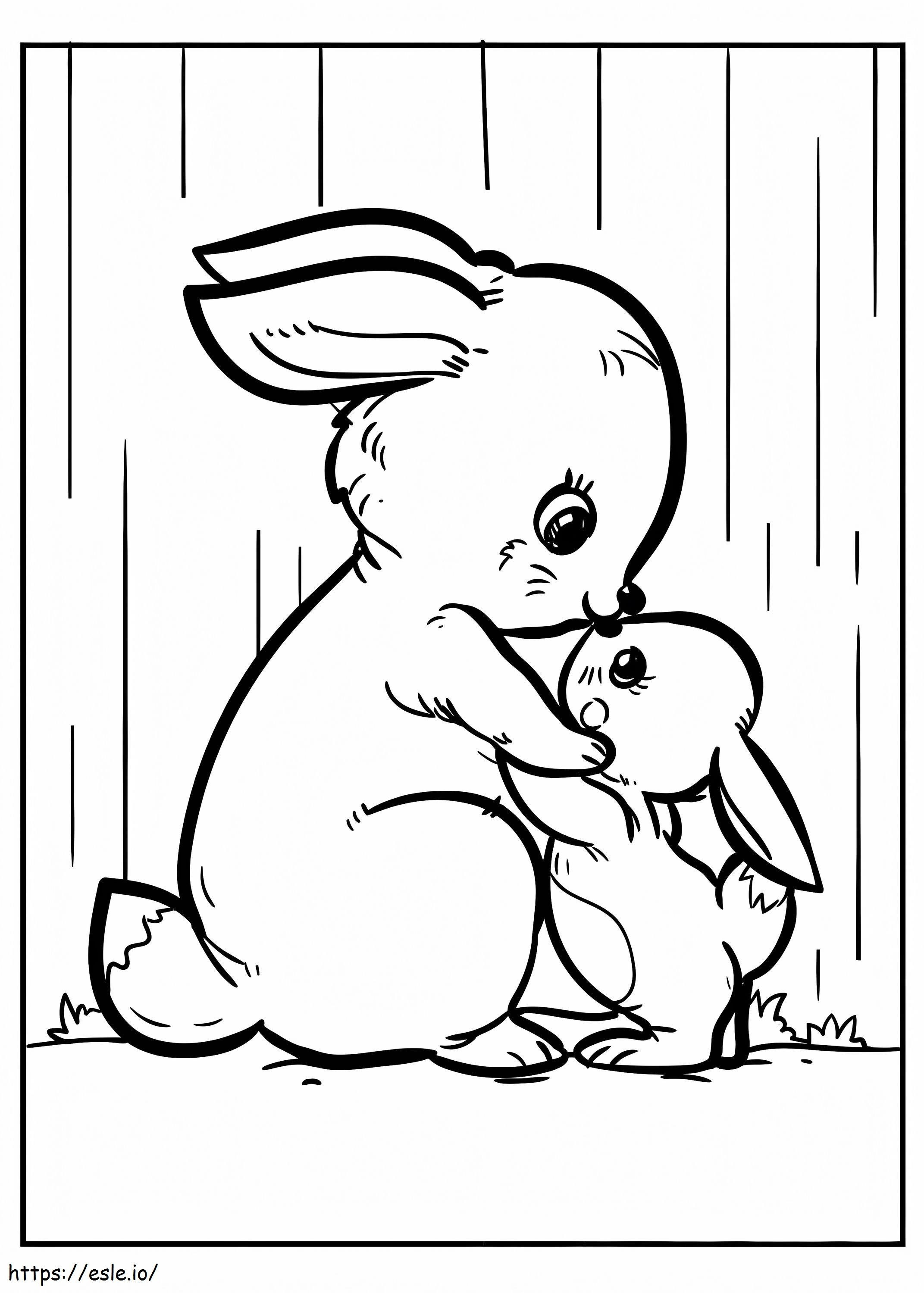 Anne ve Çocuk Tavşanı boyama