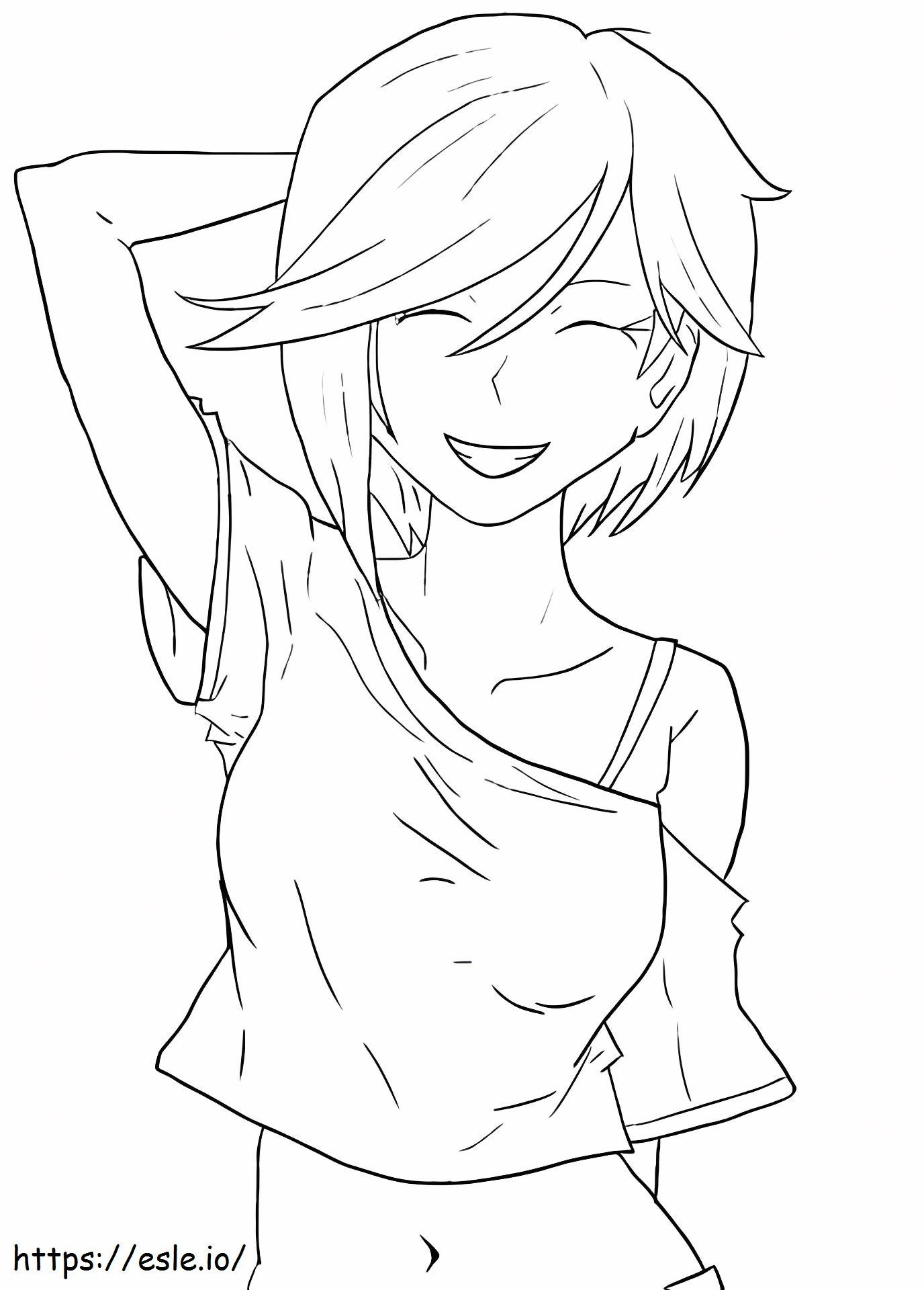 Smiling Face Anime Girl coloring page