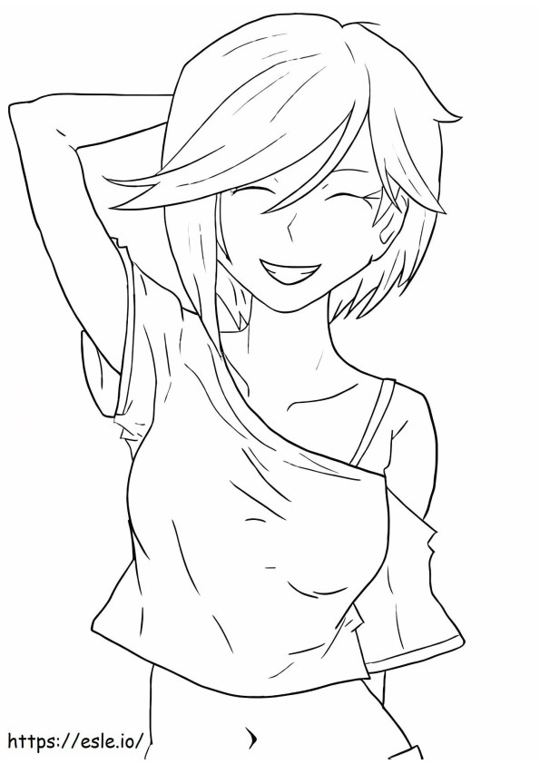 Smiling Face Anime Girl coloring page