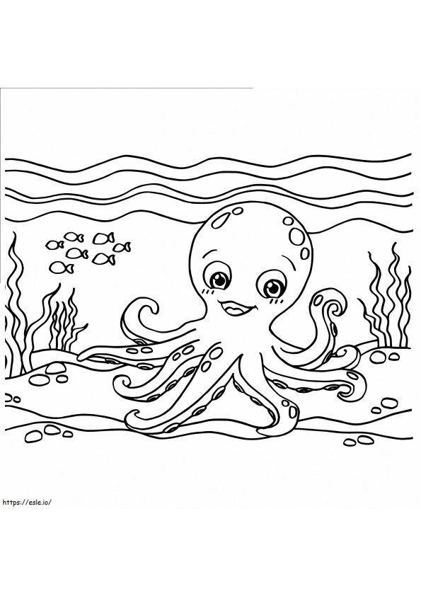 Pluizige octopus kleurplaat