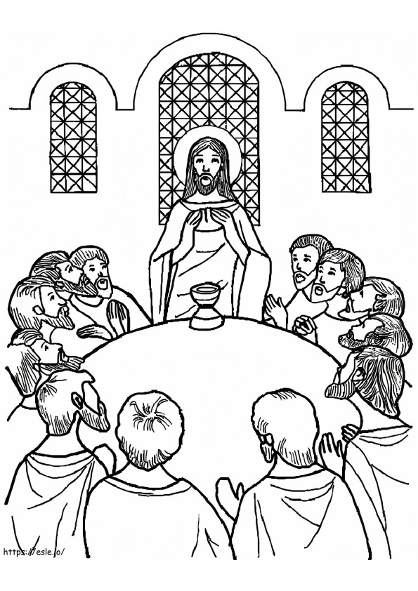 Yesus Pada Perjamuan Terakhir Gambar Mewarnai