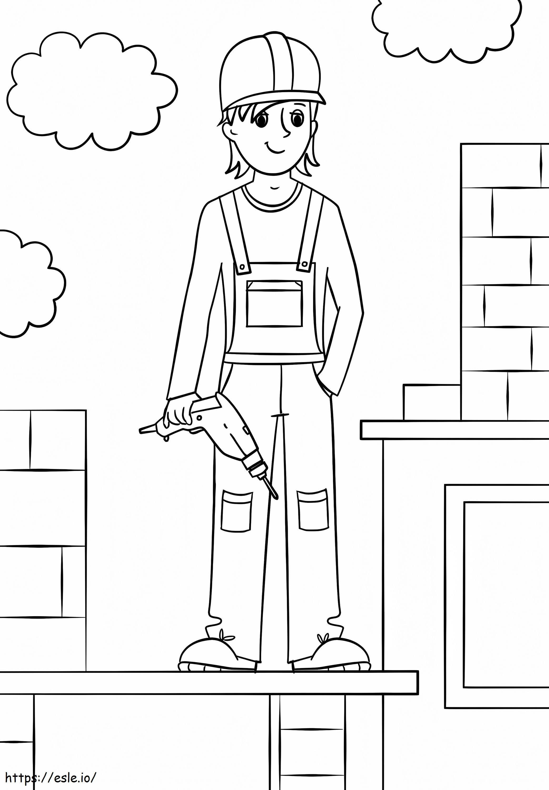 Girl Construction Worker 1 coloring page