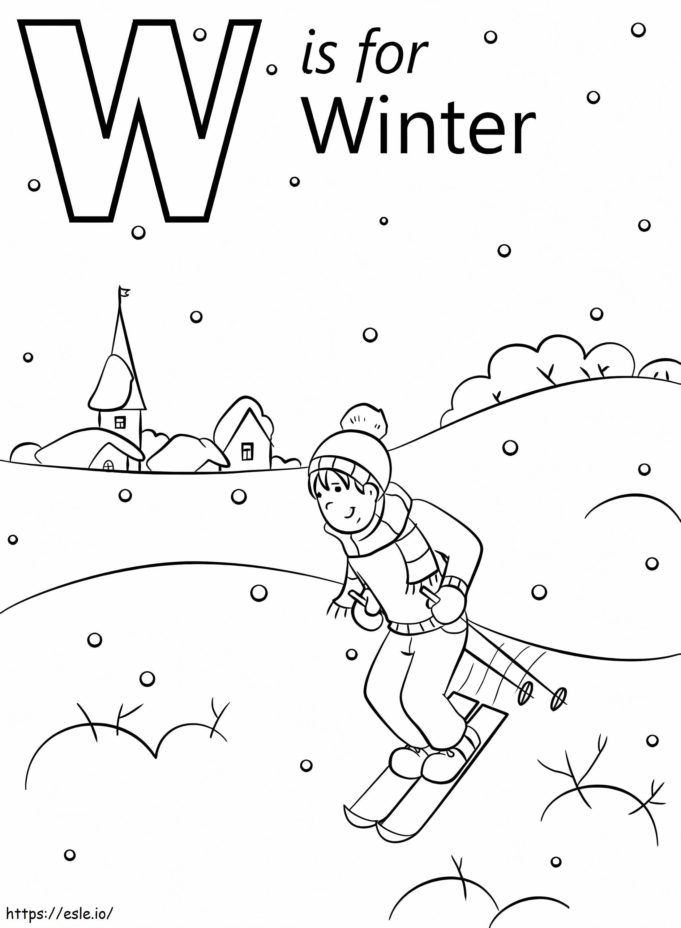 Letra de invierno W para colorear