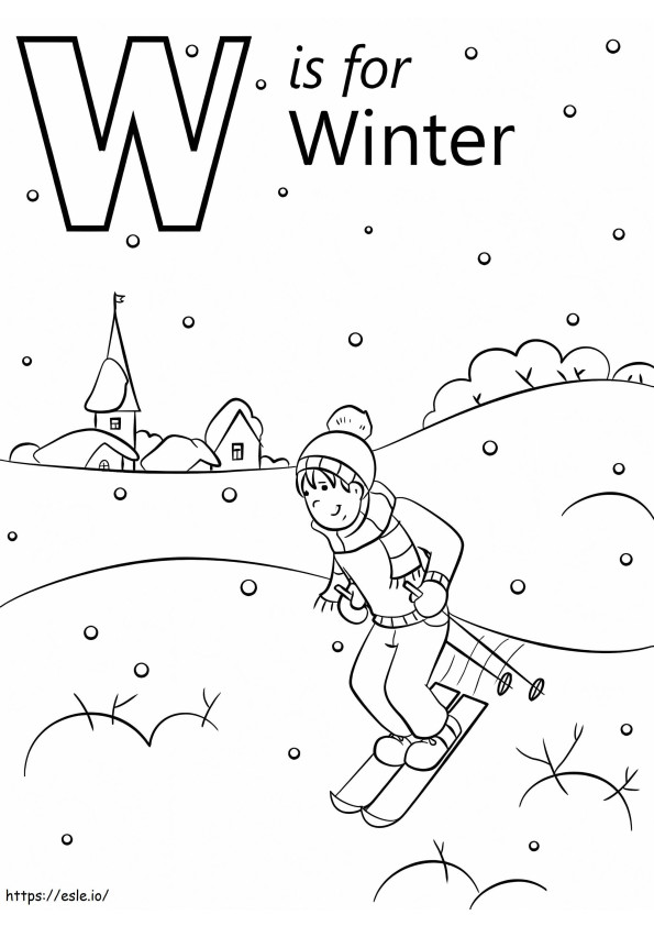 Carta de inverno W para colorir