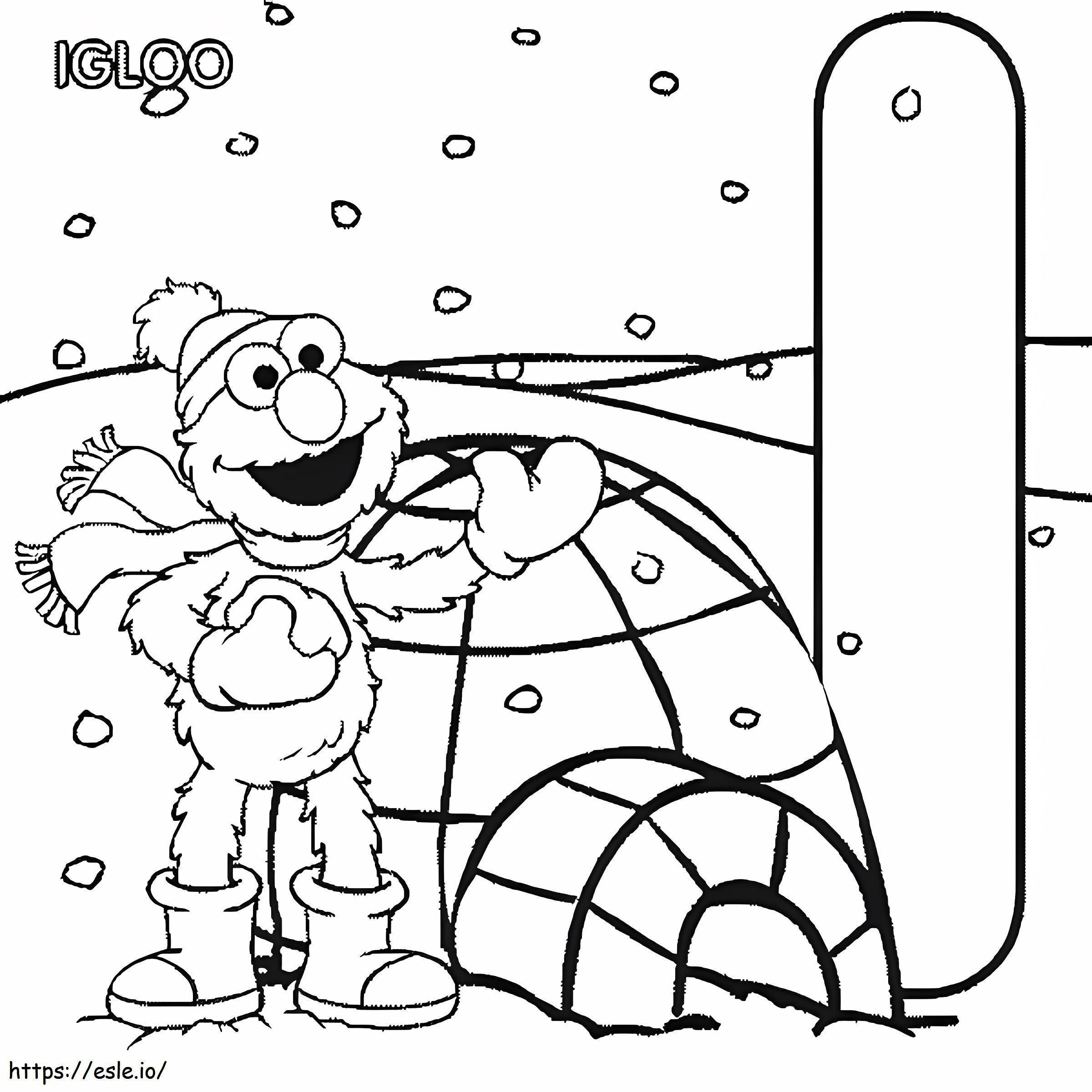 Elmo e o iglu da Vila Sésamo para colorir