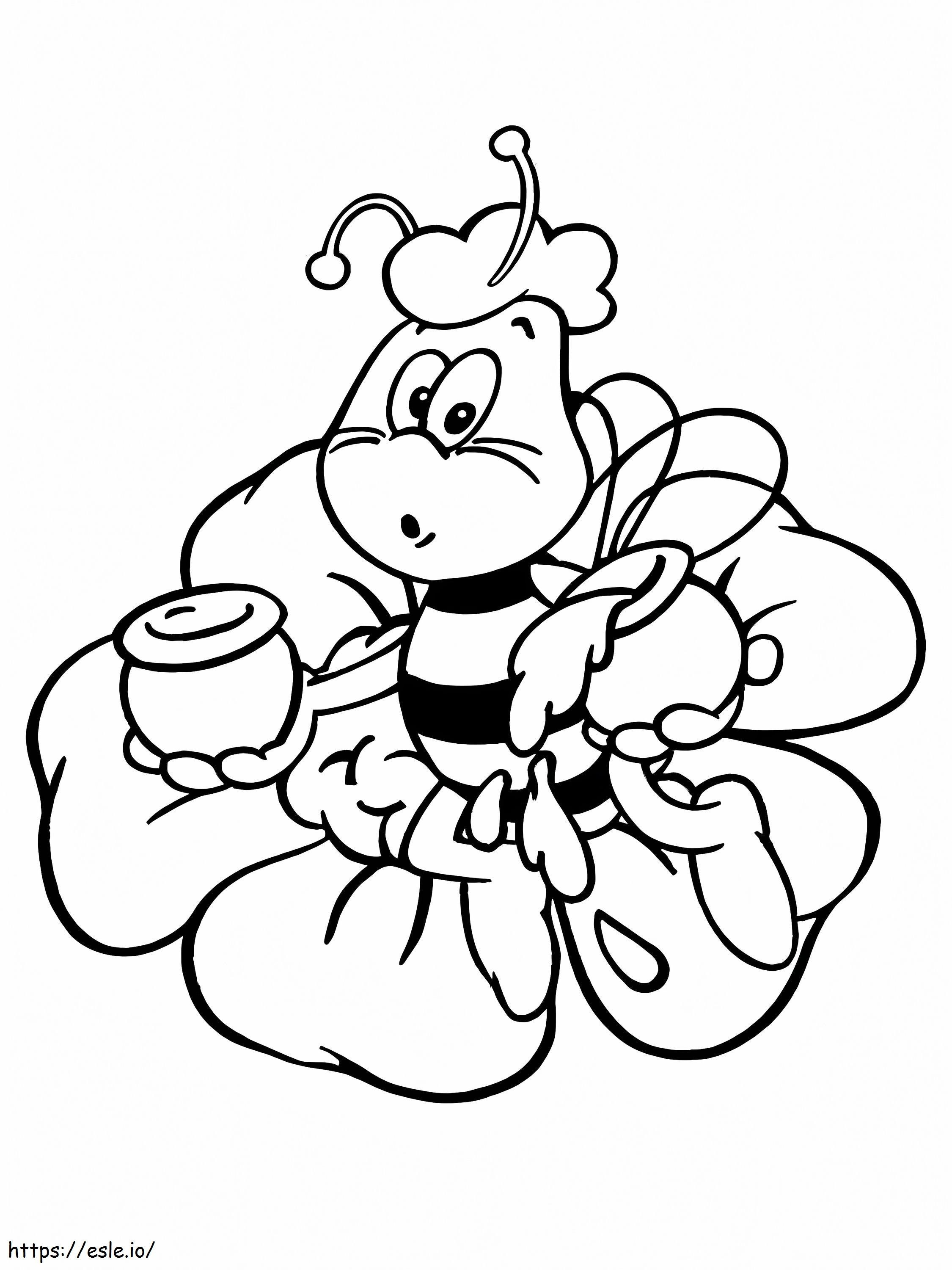 Coloriage Maya l'abeille assise sur une fleur à imprimer dessin