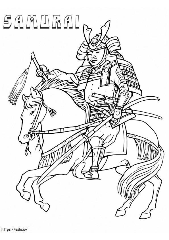 Samurai hevosen selässä värityskuva