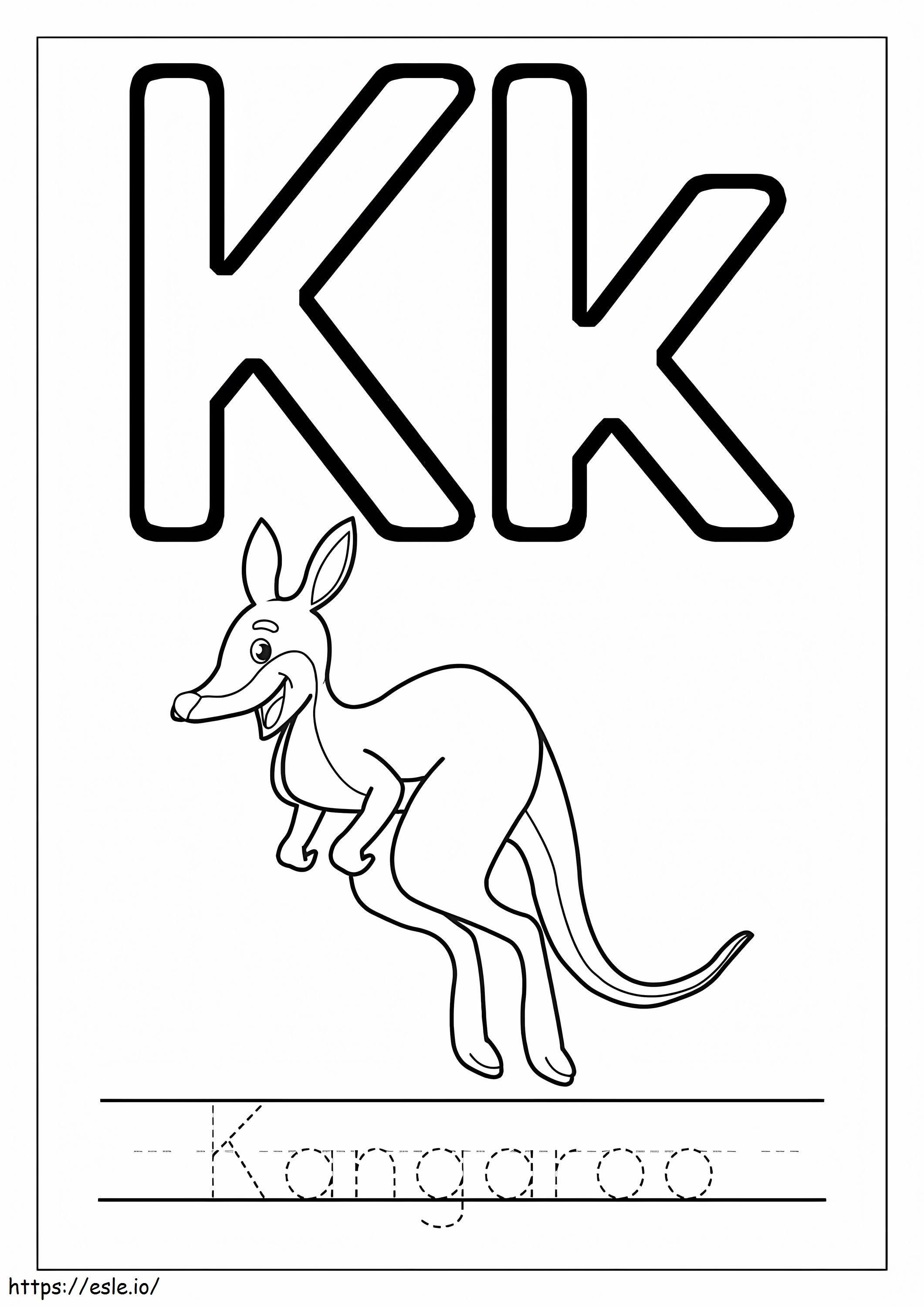 Coloriage Lettre K Kangourou à imprimer dessin