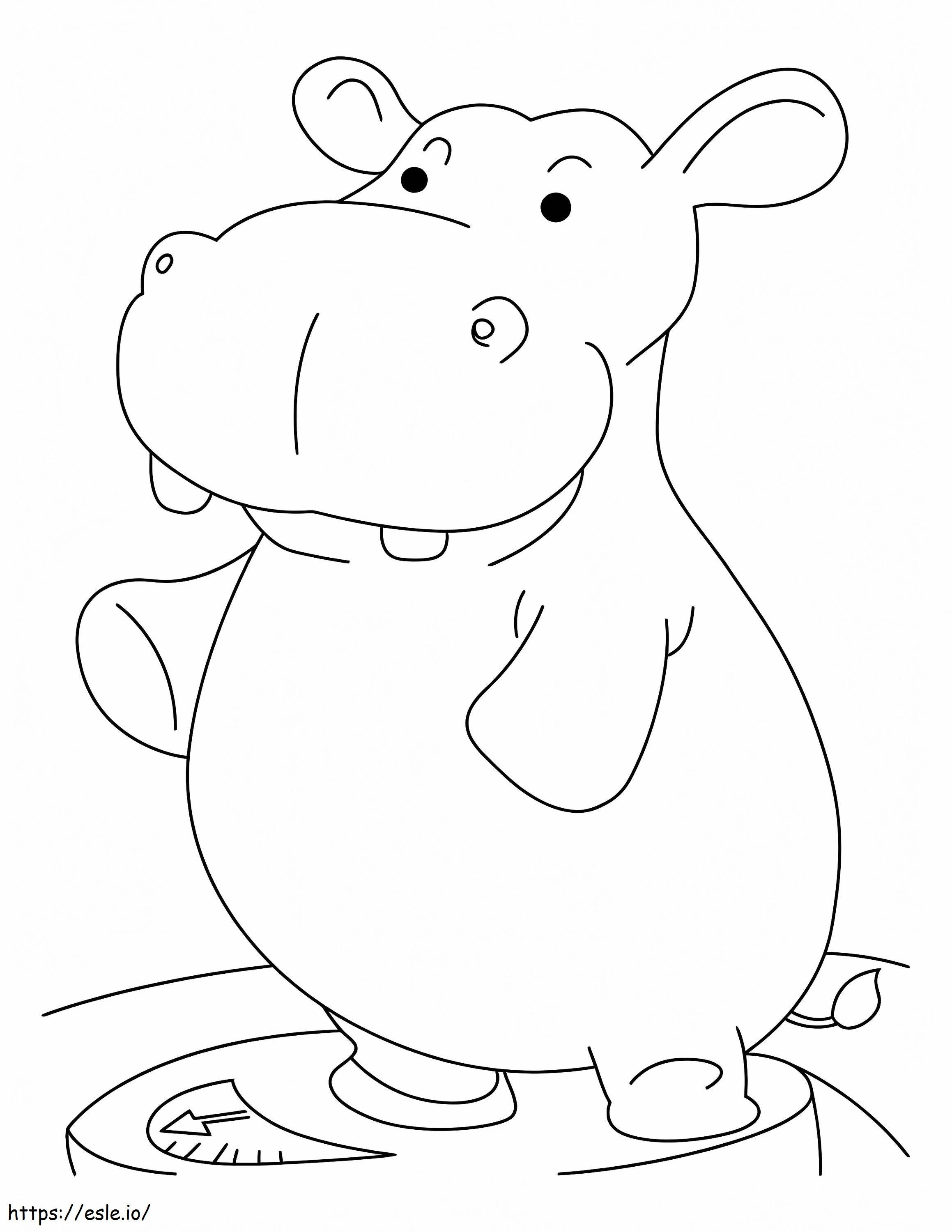 Hipopotam stojący na skali kolorowanka