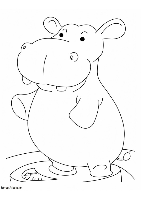 Hipopótamo em pé na escala para colorir