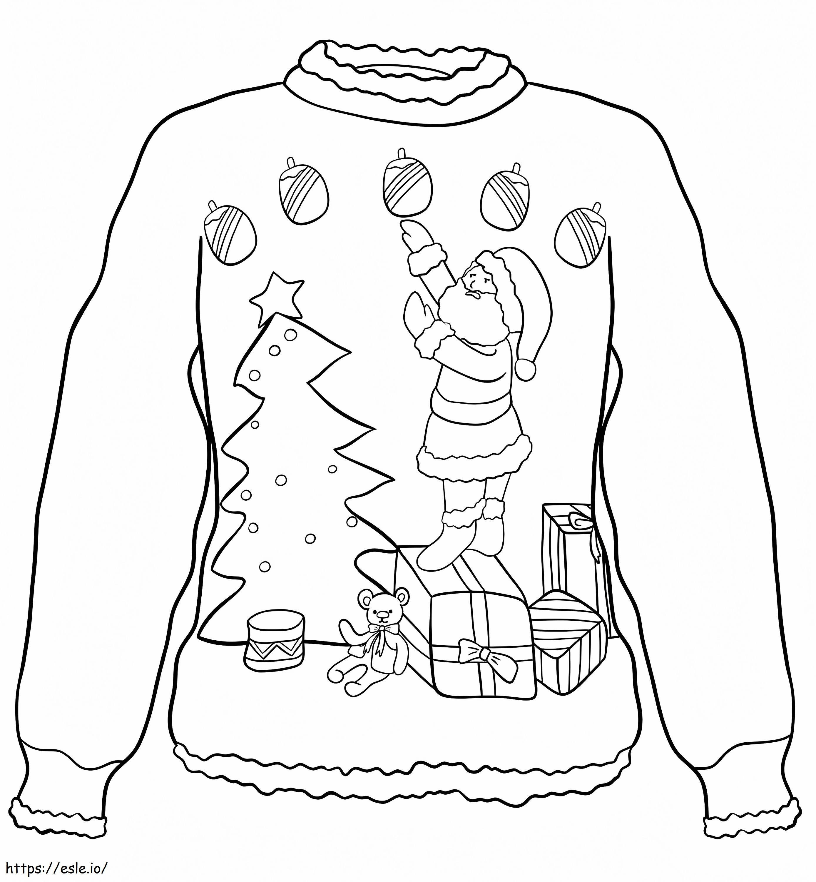 Świąteczny sweter ze Świętym Mikołajem kolorowanka