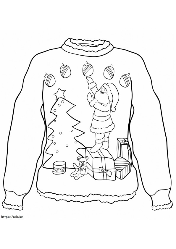 Sweater Natal Dengan Santa Claus Gambar Mewarnai