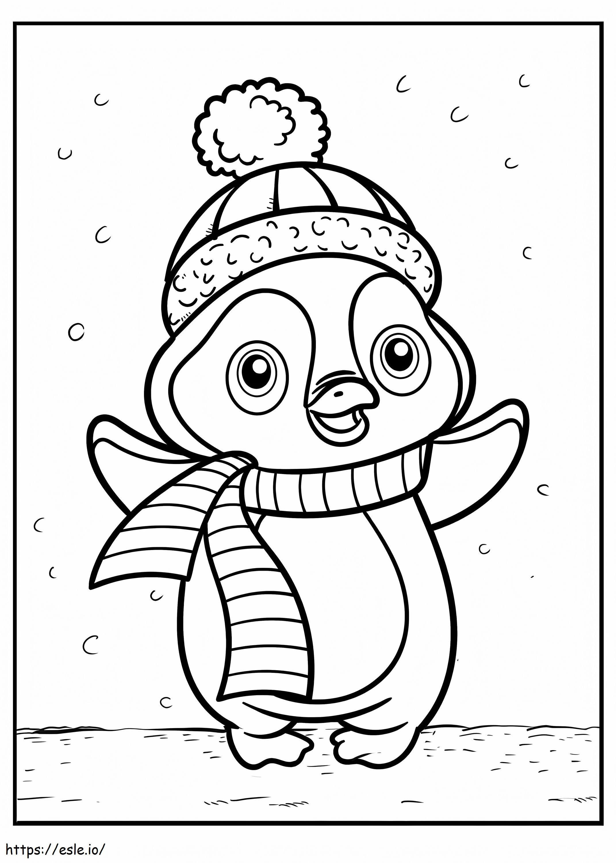 Coloriage Pingouin en hiver à imprimer dessin