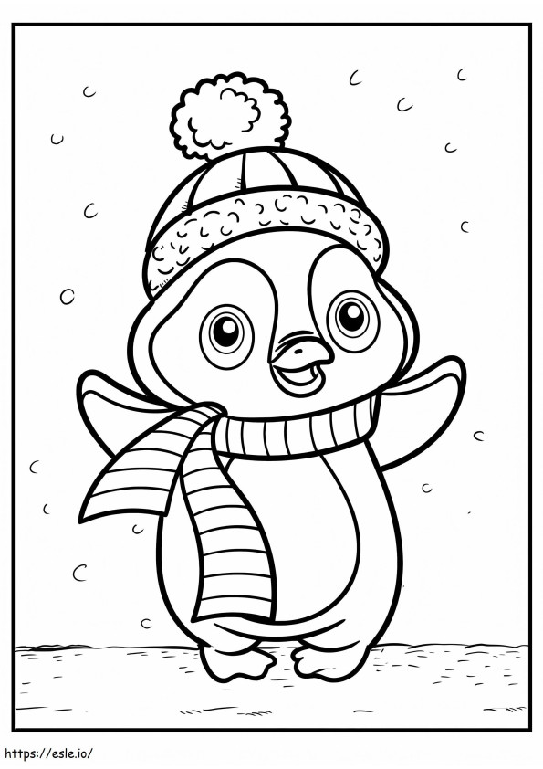 Penguin In Winter coloring page