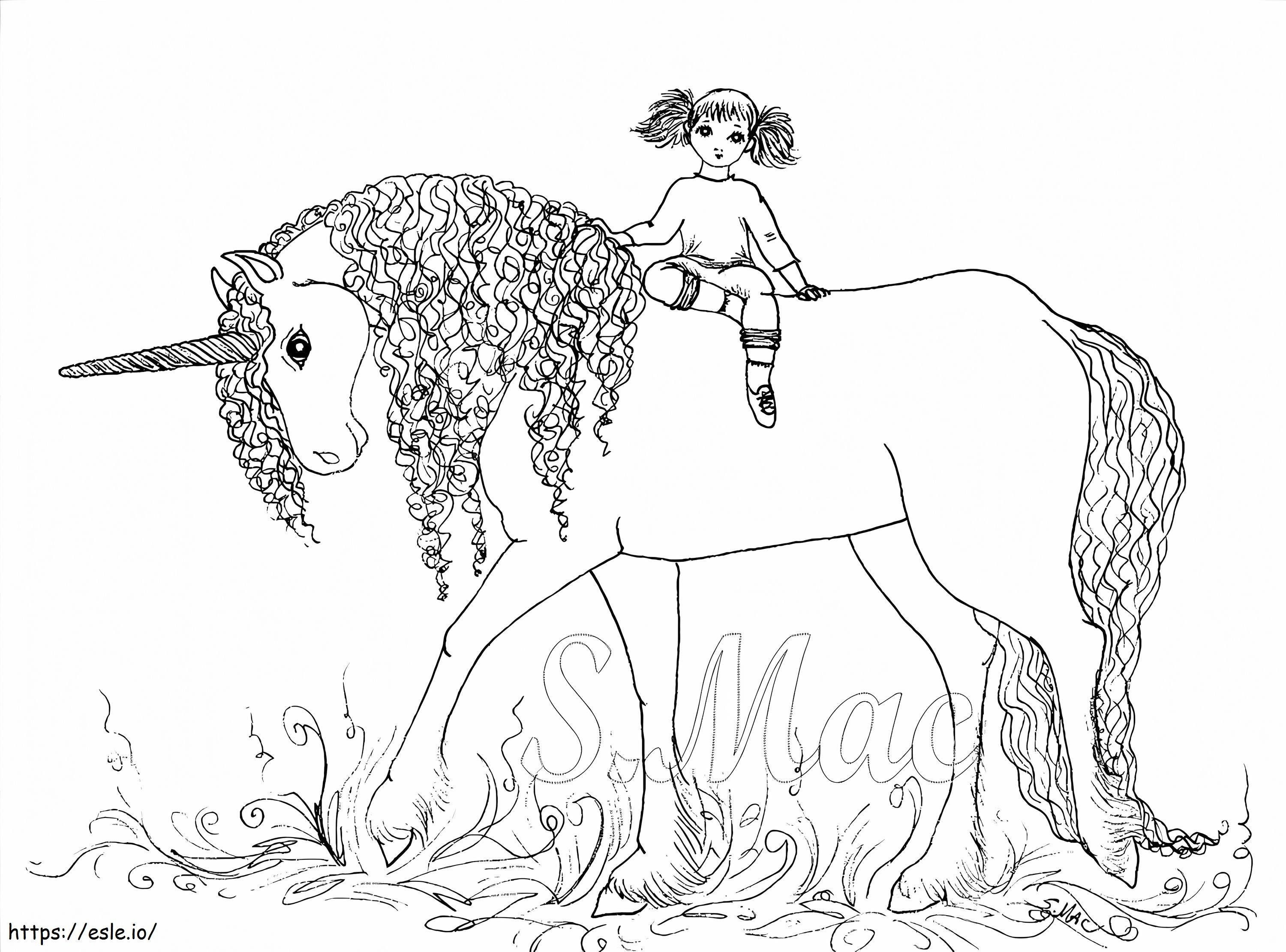 Girl On Unicorn coloring page