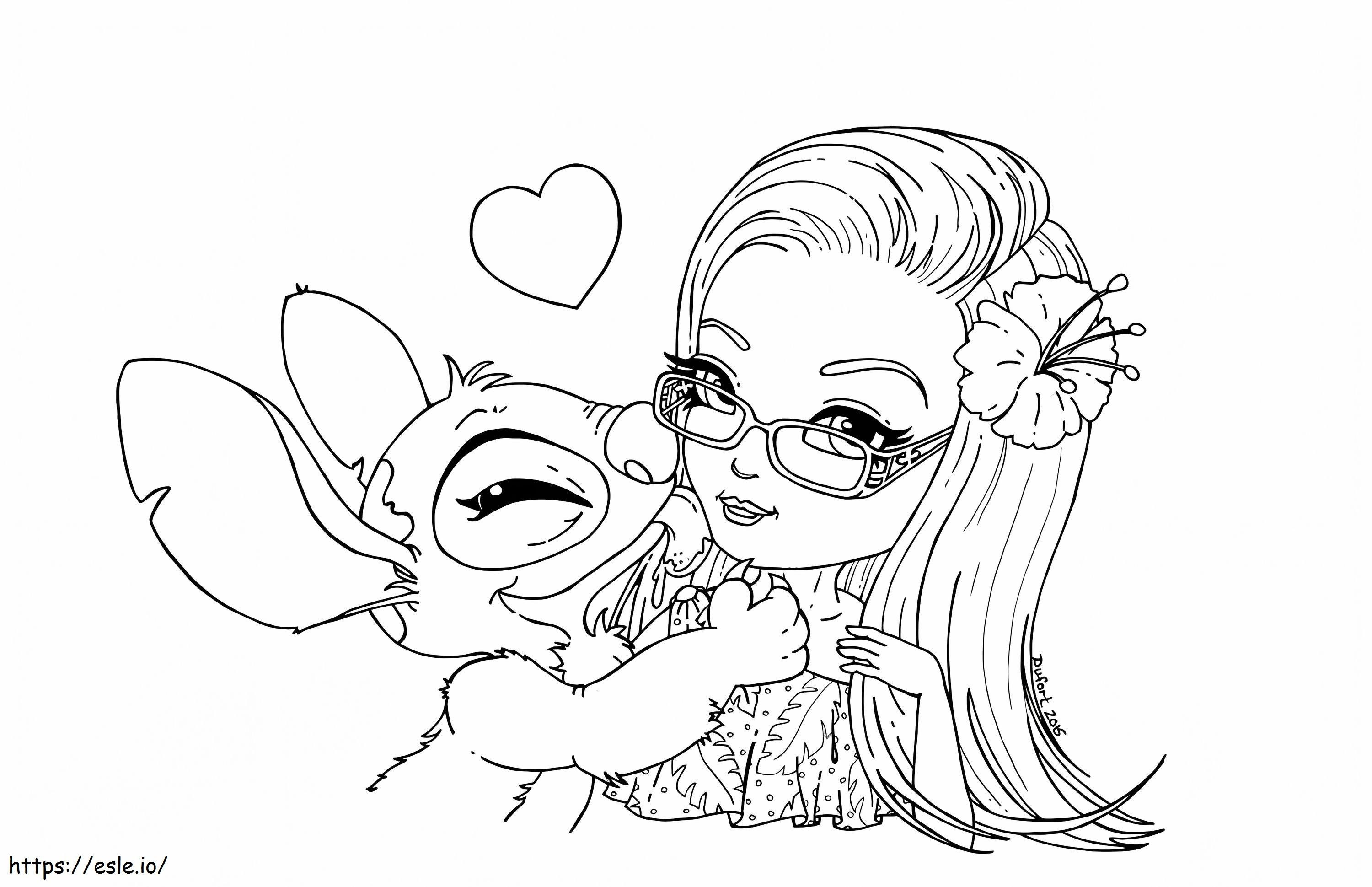 Girl And Stitch coloring page