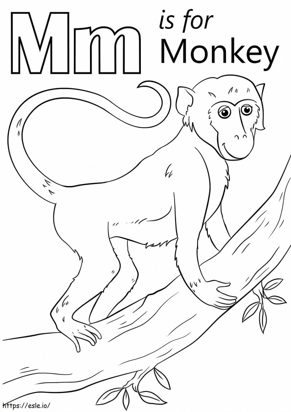 Monkey Letter M coloring page