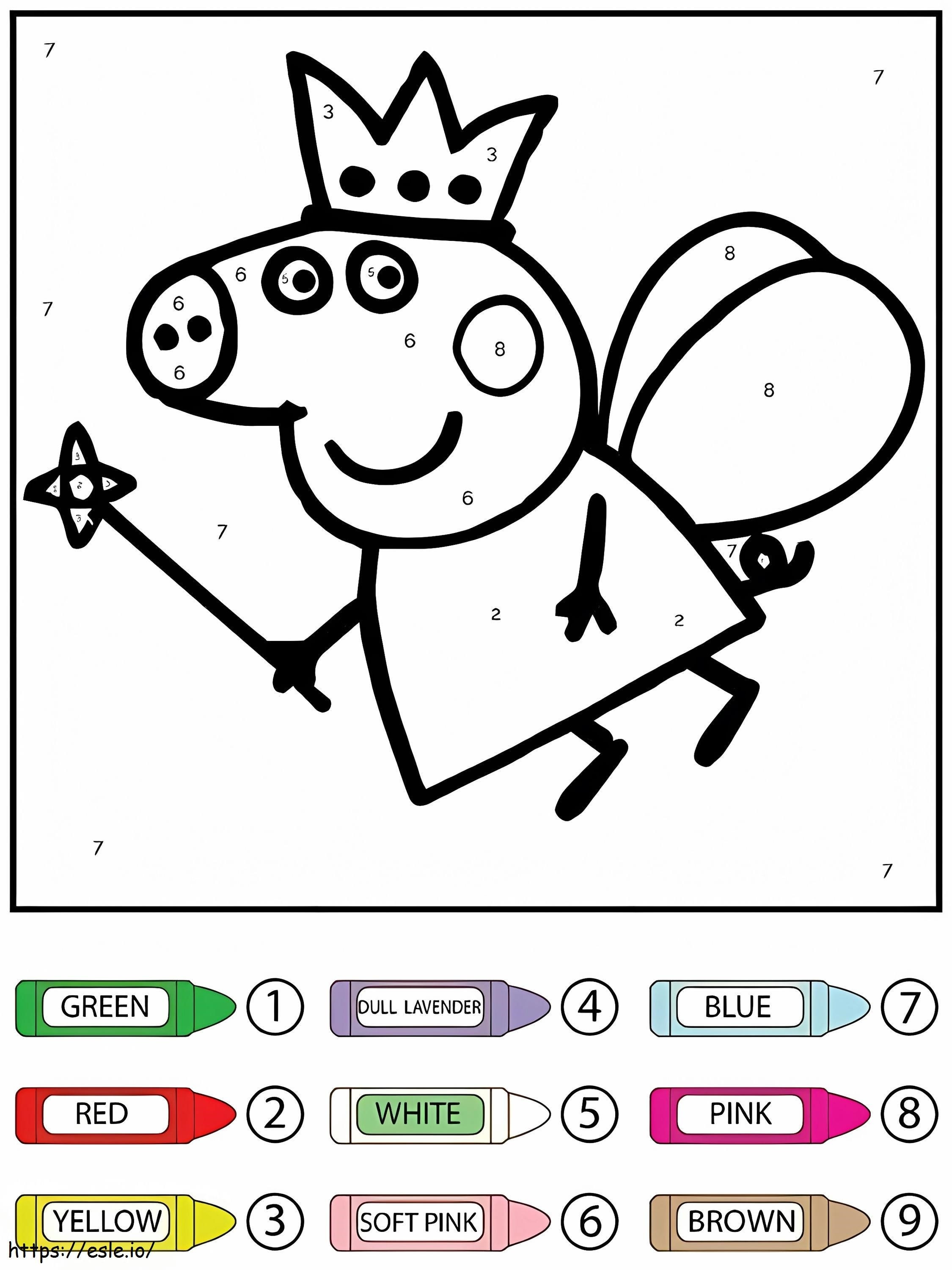 Flying Queen Pappa Pig Color By Number Page coloring page