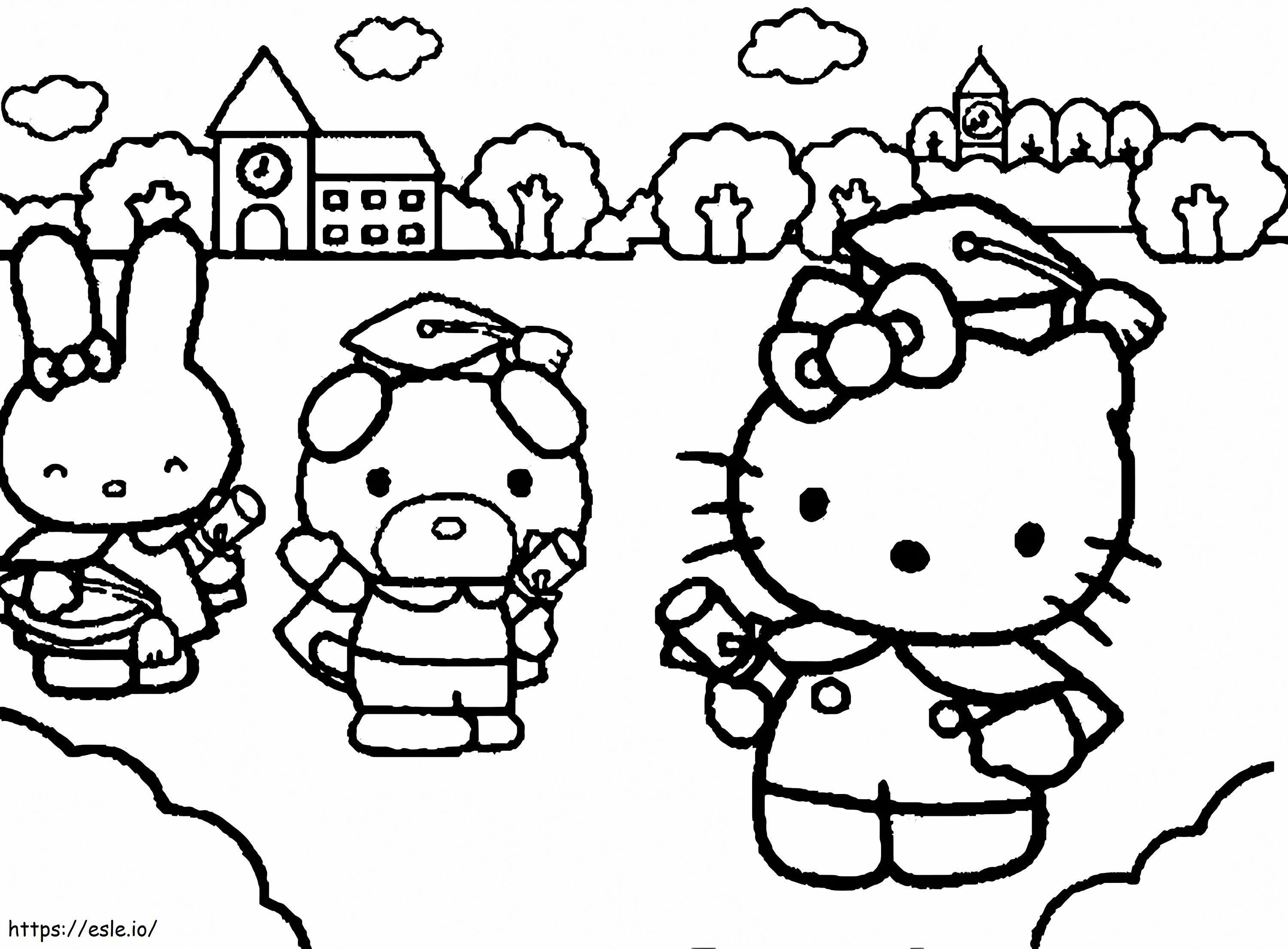 Coloriage Remise des diplômes Hello Kitty à imprimer dessin