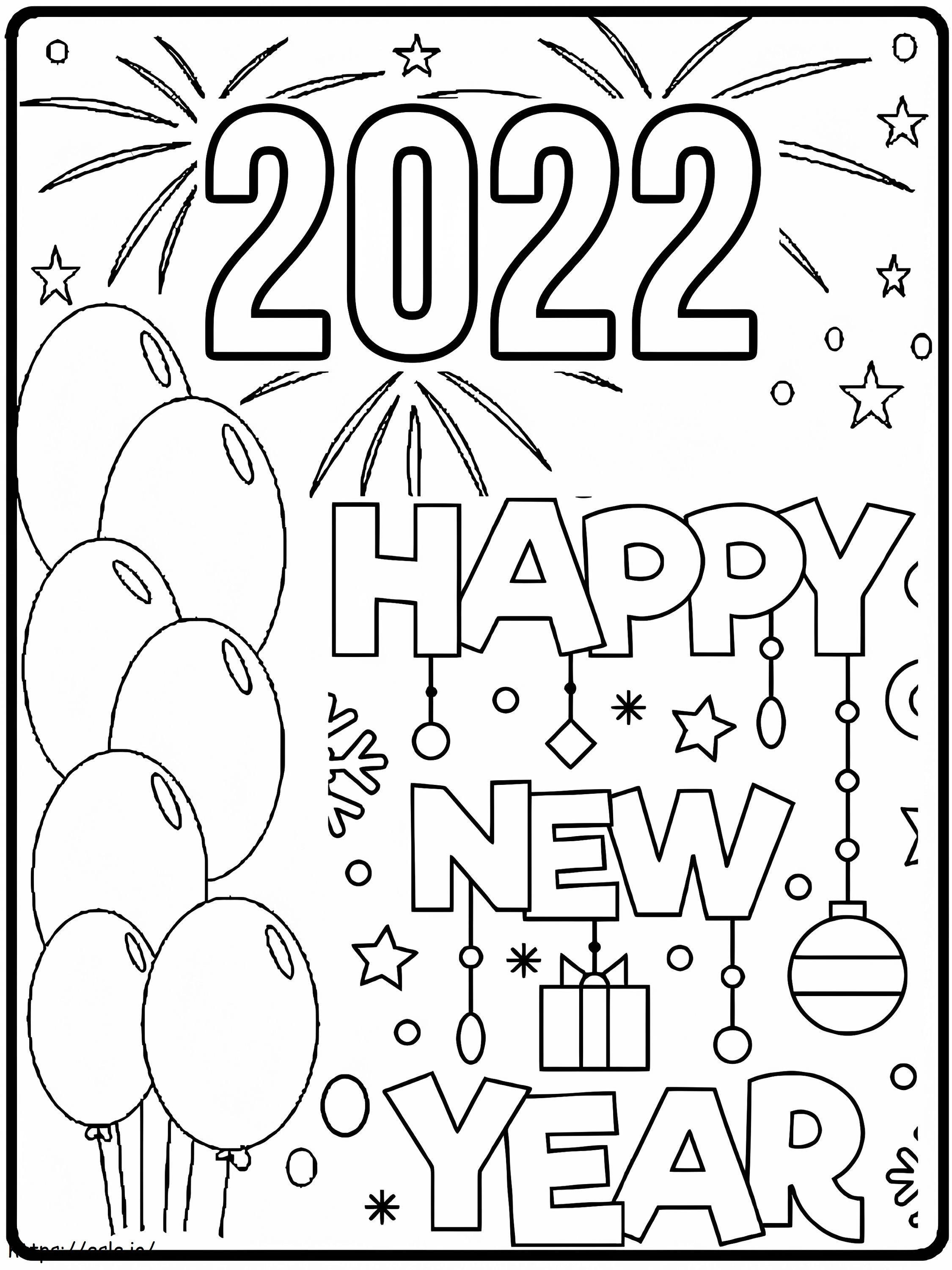 Coloriage Nouvel An 2022 3 à imprimer dessin