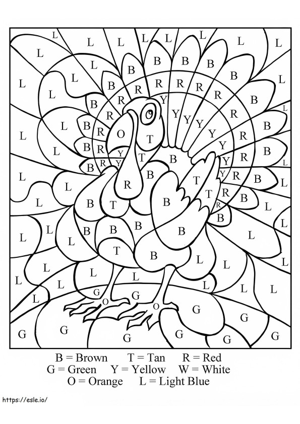 Turkey Thanksgiving Color By Number coloring page