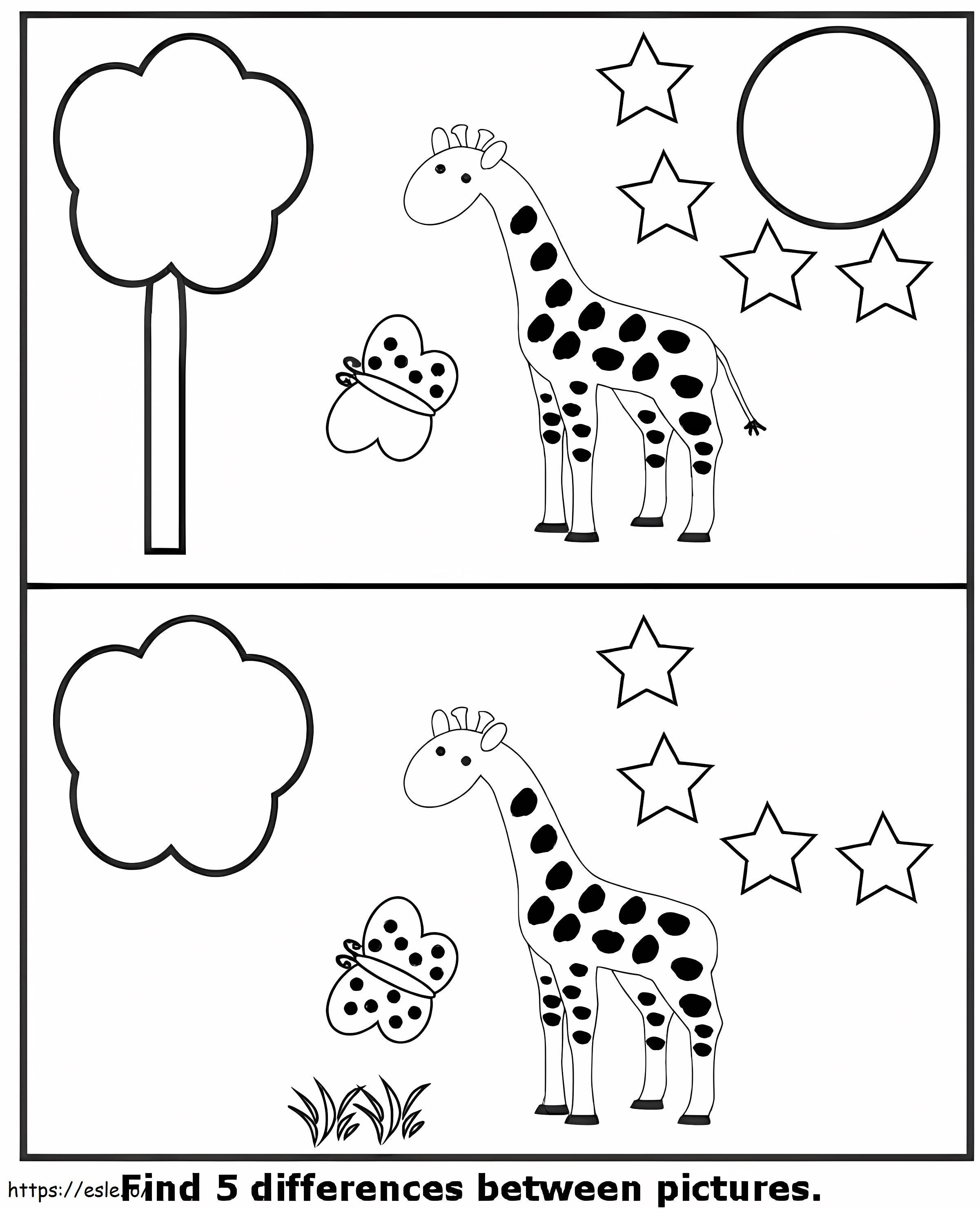 Easy To Find Five Differences coloring page