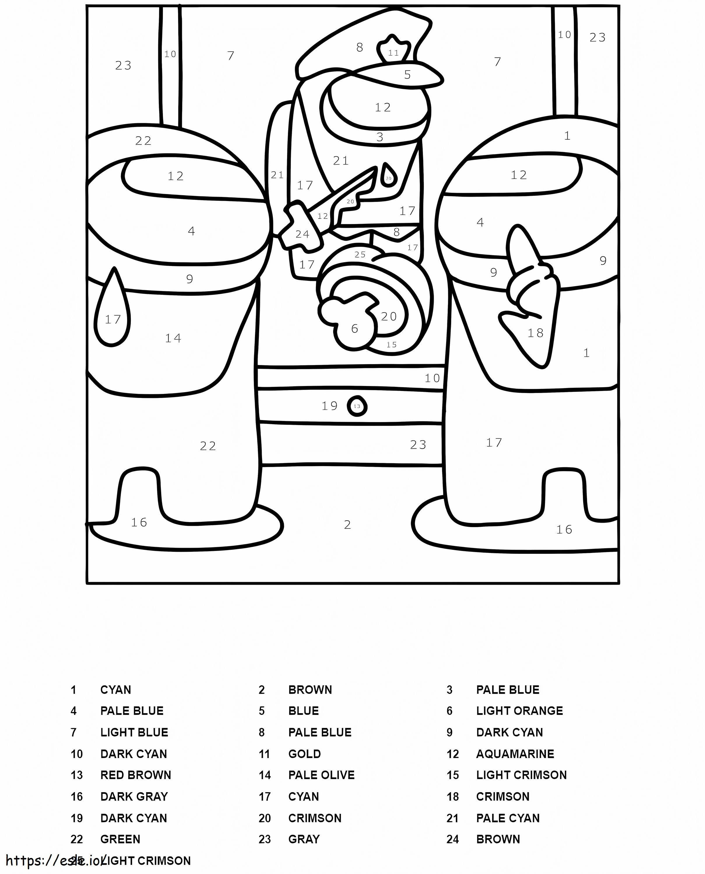 Among Us Scene Color By Number coloring page
