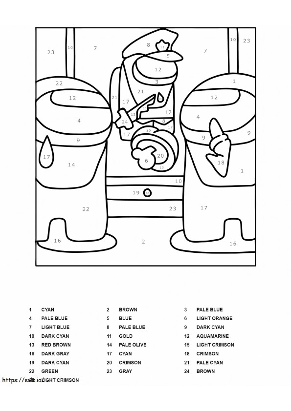 Among Us Scene Color By Number coloring page