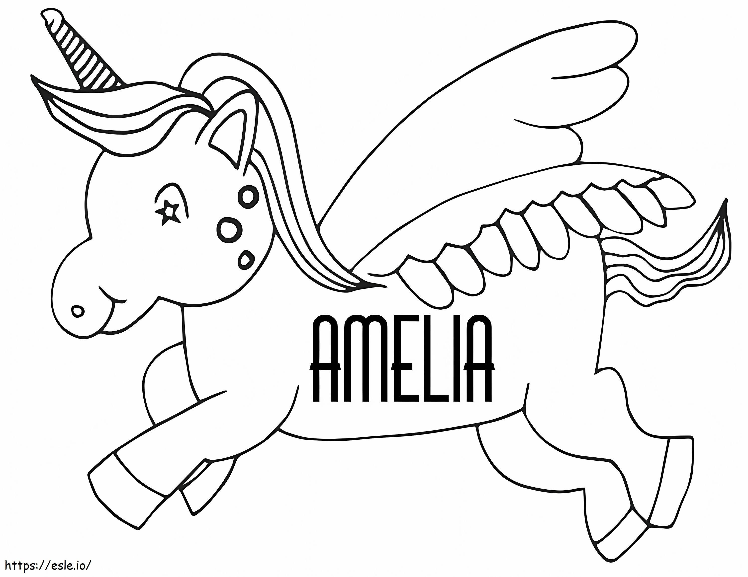 L'unicorno Amelia da colorare