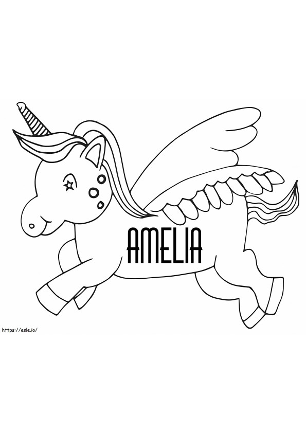 Unicornio Amelia para colorear