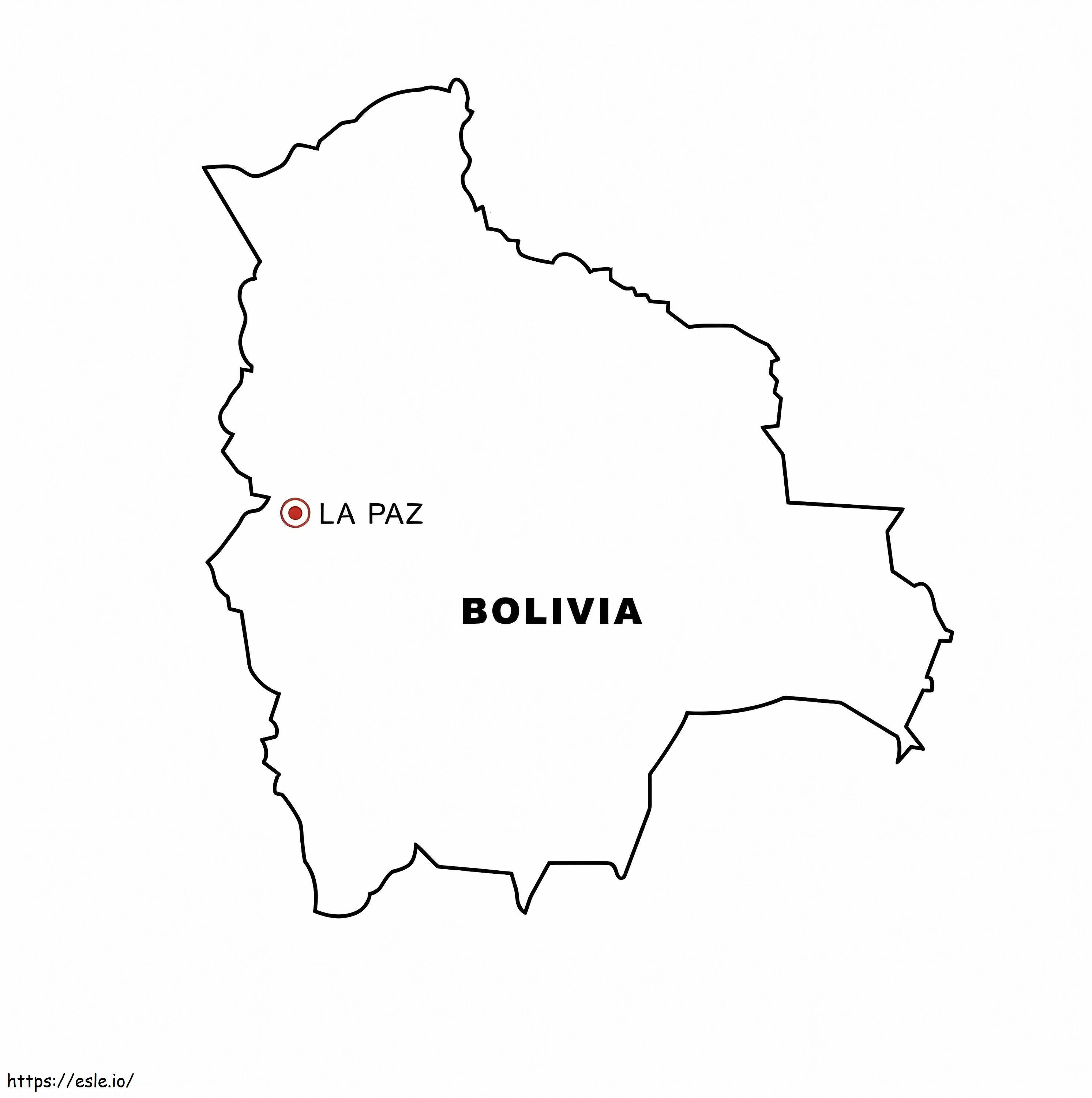 Tyhjä Bolivian kartta HD-kuvan väritystä varten värityskuva