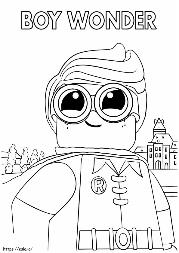 Smiling Lego Robin coloring page