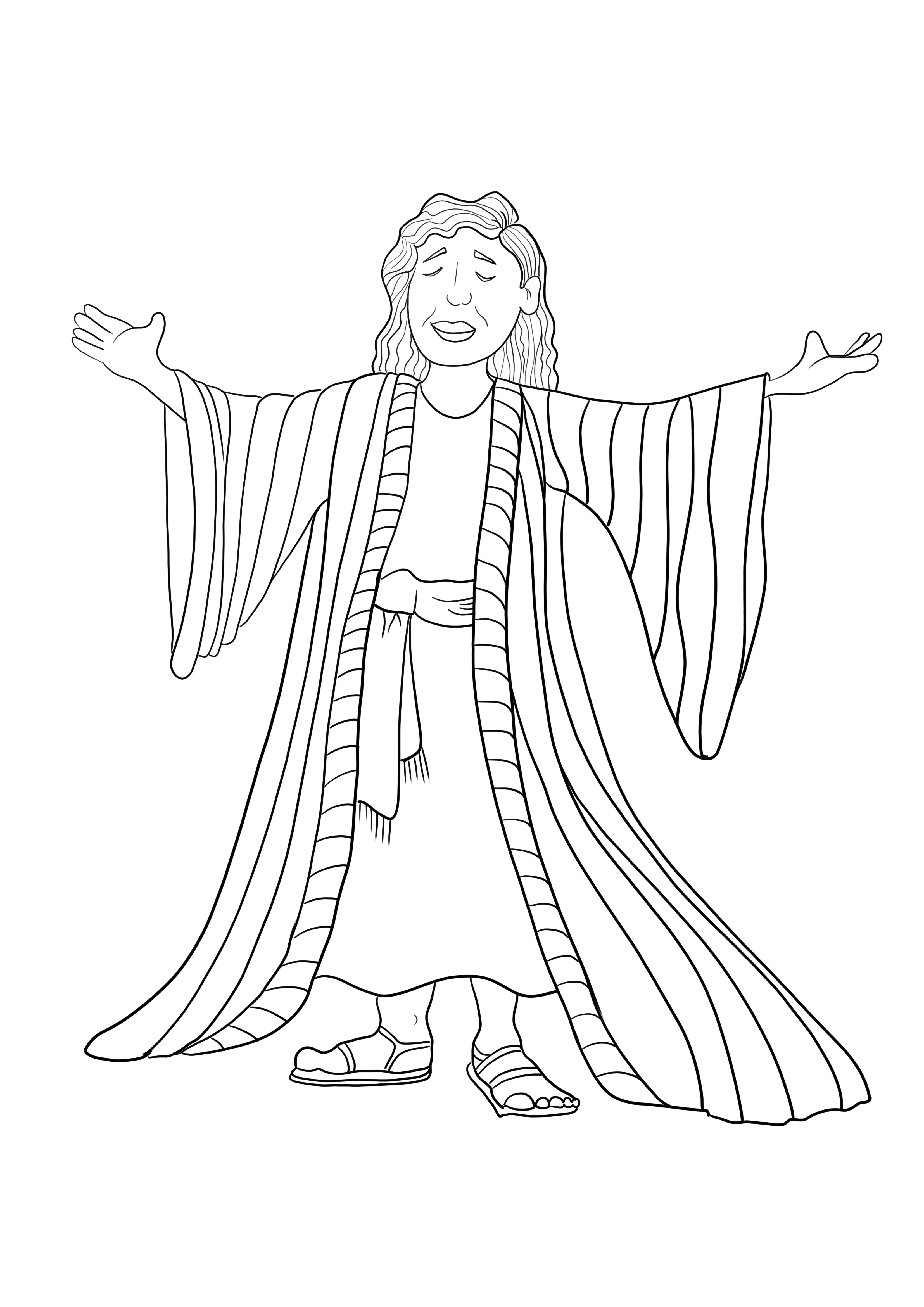 Józef, syn Jakuba modlącego się drukuj i koloruj obraz