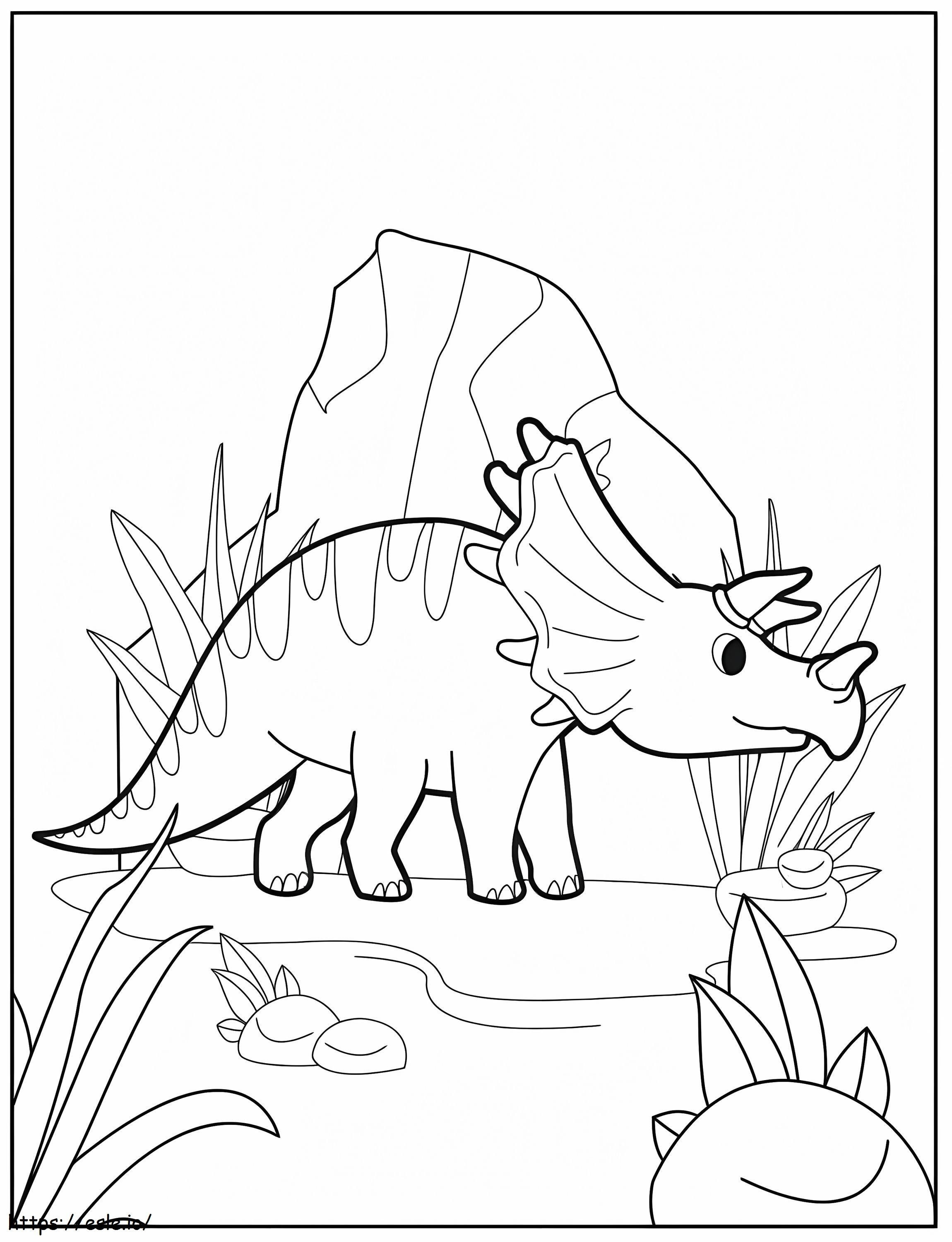 Coloriage Tricératops de dessin animé à imprimer dessin