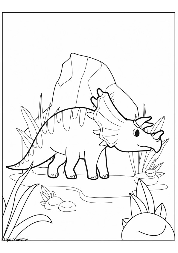 Coloriage Tricératops de dessin animé à imprimer dessin