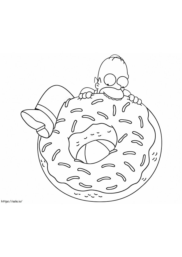 Coloriage Homer Simpson avec Donut Grande à imprimer dessin