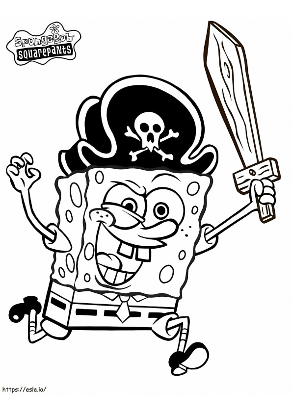 Piratul SpongeBob de colorat