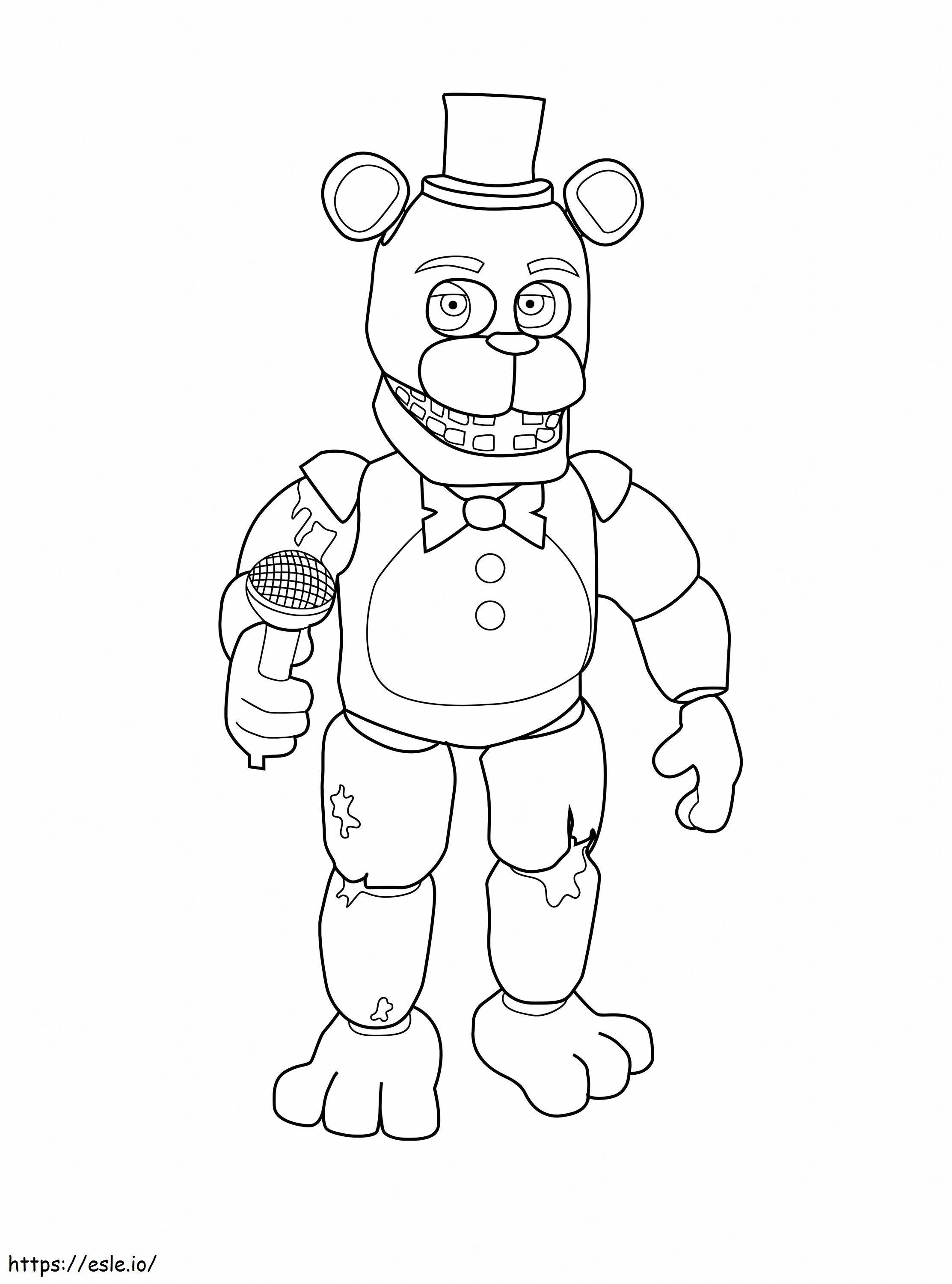 Freddy Withered Holding Up A Microphone coloring page