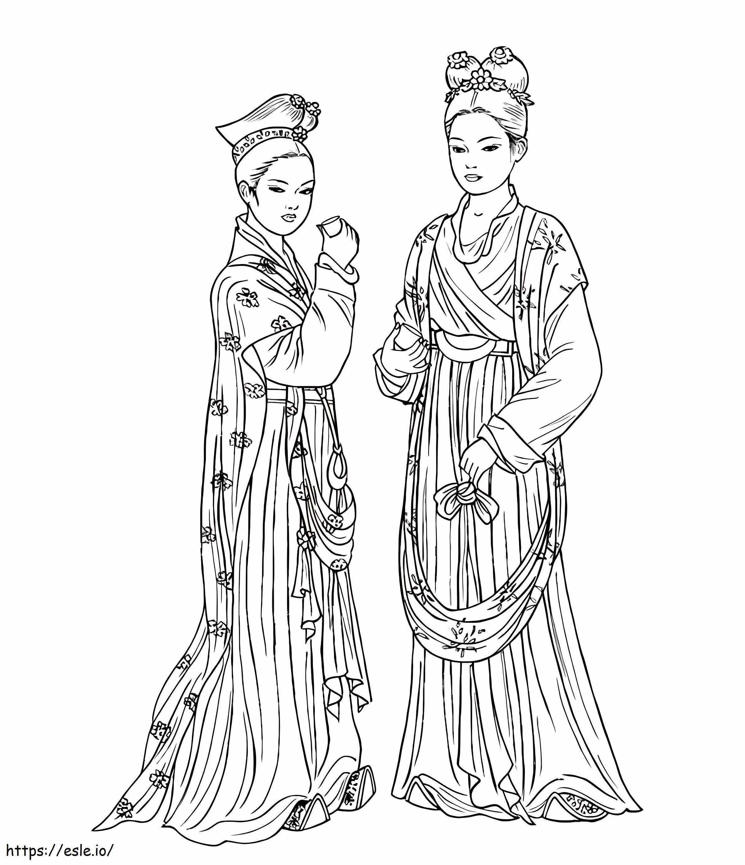 Chinese Ladies coloring page